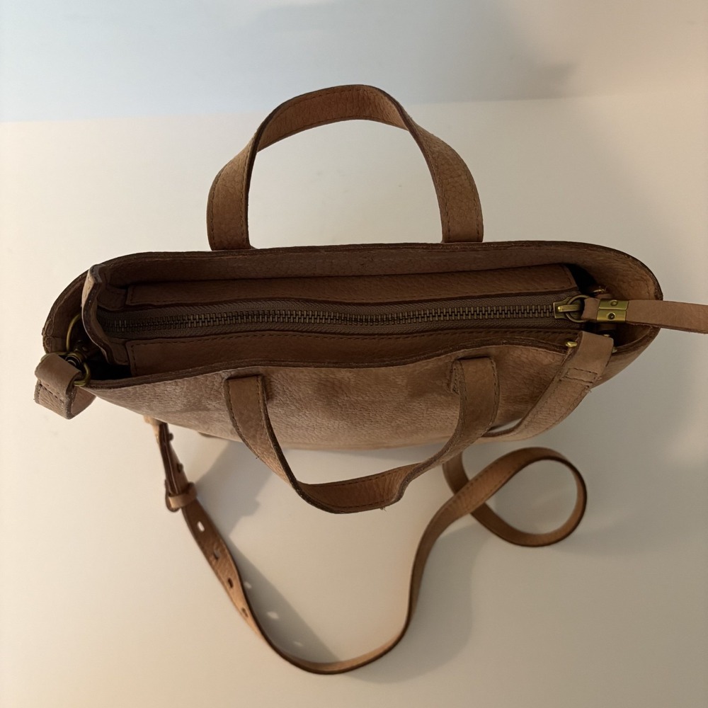 Madewell The Zip-Top Transport Crossbody Bag Nubuck Leather Everyday Purse Brown - Picture 5 of 16